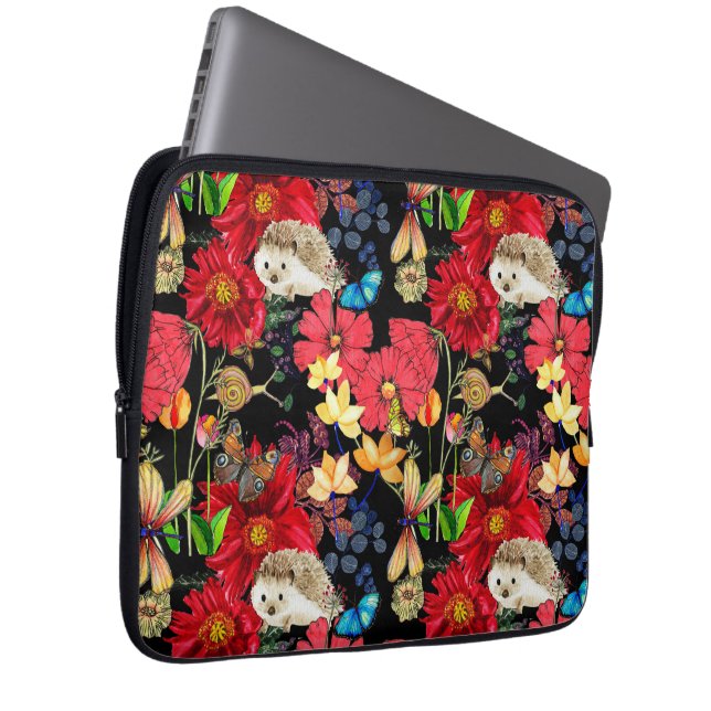 Storskog - flora & fauna mönster laptop fodral (Framsidan Höger)