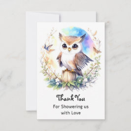 Storskog för träden Uggla Flicka Tack Kort