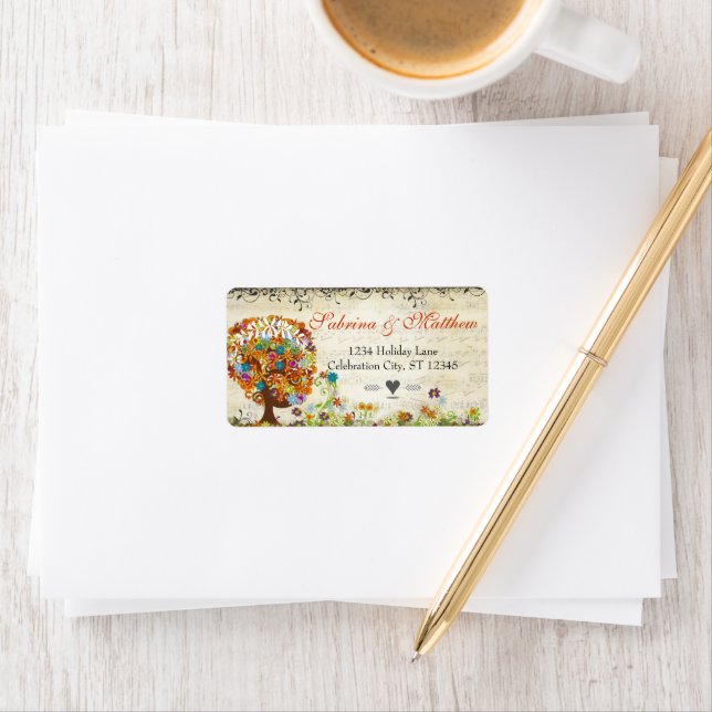 Storskog Side Gren Bröllop Adressetikett (Insitu)