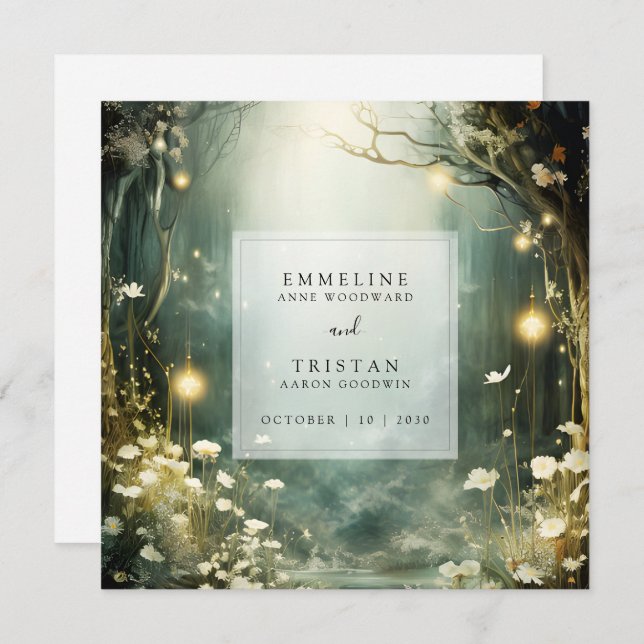 Storskog Väg av blommor Grönt Bröllop Tack Kort (Fram/baksida)