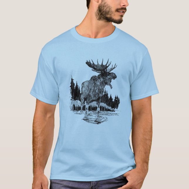 Storslagen gammal älgskjorta t-shirt (Framsida)