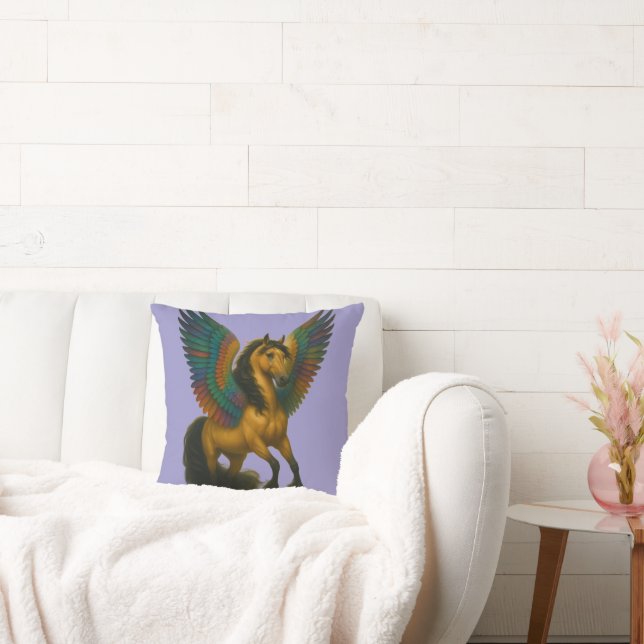 Storslagen häst med spektakulära vingar kudde (Soffa)