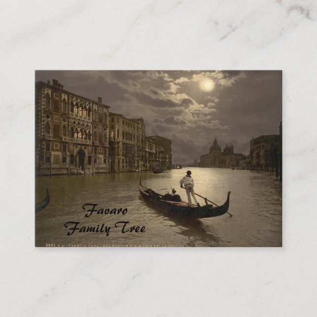 Storslagen kanal vid månsken II, Venedig, italien Visitkort (Framsida)
