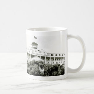 Storslaget hotell, Mackinac ö som är svartvit Kaffemugg