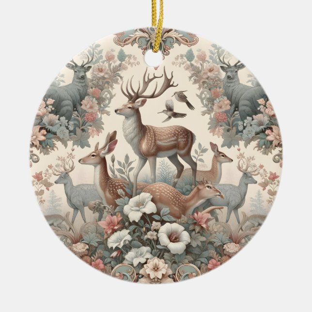 Storslagna skogvisklippare: Victorian Wildlife Julgransprydnad Keramik (Framsidan)