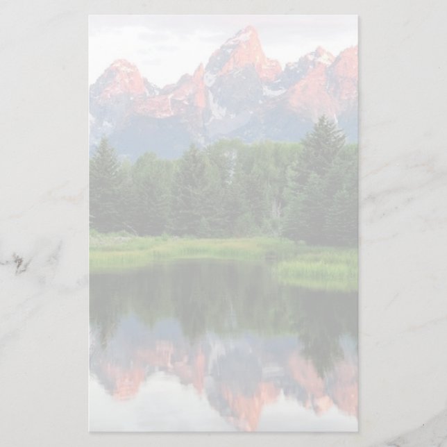 Storslagna Teton reflexioner över bäverdamm Brevpapper (Framsida)