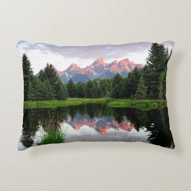 Storslagna Teton reflexioner över bäverdamm Prydnadskudde (Framsidan)