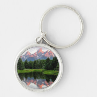 Storslagna Teton reflexioner över bäverdamm Rund Silverfärgad Nyckelring