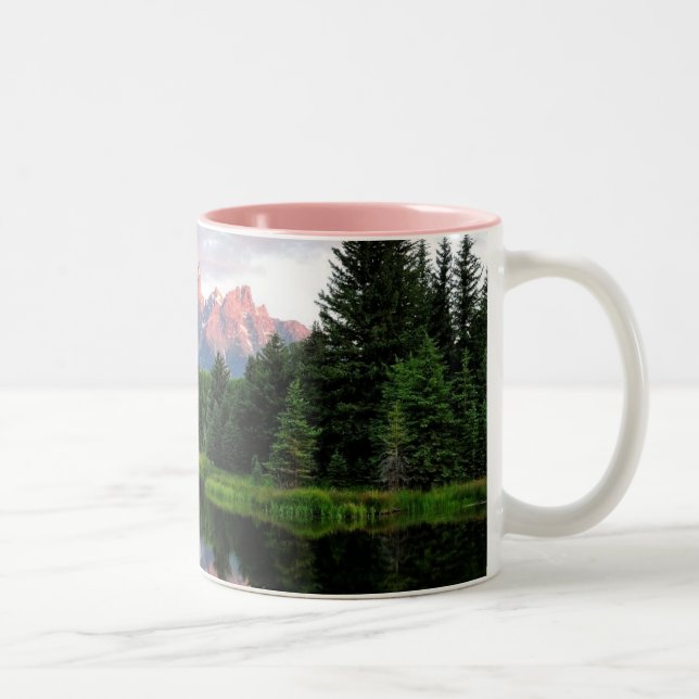 Storslagna Teton reflexioner över bäverdamm Två-Tonad Mugg (Höger)