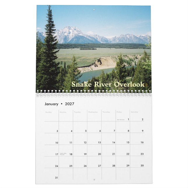 Storslagna Tetons av den Yellowstone 2015 Kalender (Jan 2027)