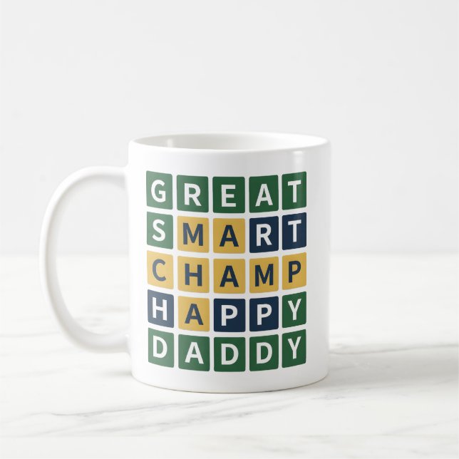STORSMART MÄSTARE GLAD PÅSKEFAR Wordle Stil Pappa Kaffemugg (Vänster)