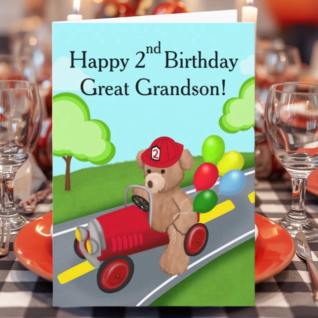 Storsonsons 2-årsdag Teddybjörn brandbil Kort (Skapare uppladdad)