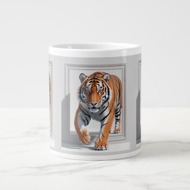 Största 3D-tigerillustration | Hyper-Realistisk Jumbo Mugg (Framsidan)