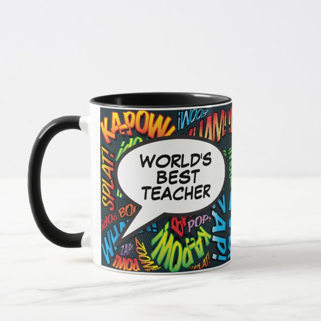Största Läraren Rolig Retro Serietidning Popkonst Mugg (Vänster)