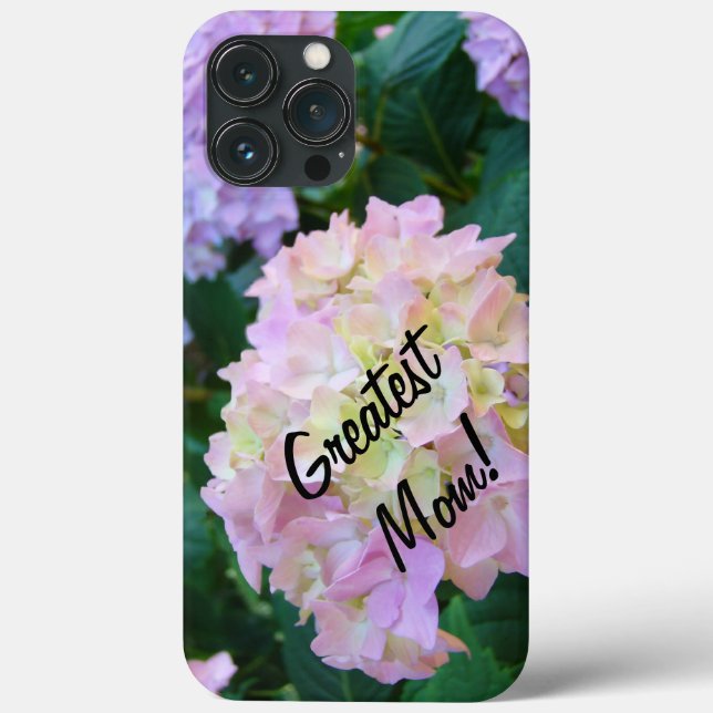 Största Mamma! iPhone-fodral skinn Hortensia Blomm (Baksida)