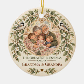 Största välsignelser kallar oss Mormor & Morfar Julgransprydnad Keramik