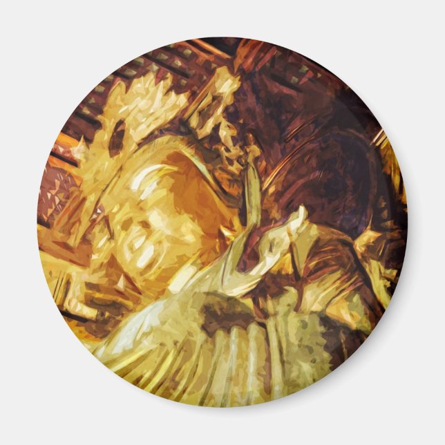 Storstaty Guld Kyoto Japan-Abstrakt Magnet (Framsidan)