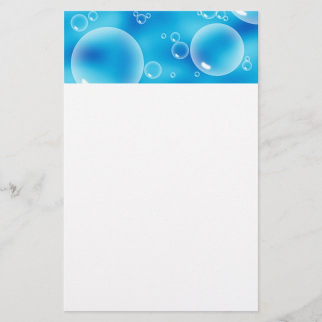 Storstudsande blå bubblor brevpapper (Framsida)