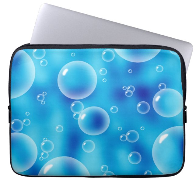 Storstudsande blå bubblor laptop sleeve (Framsidan)