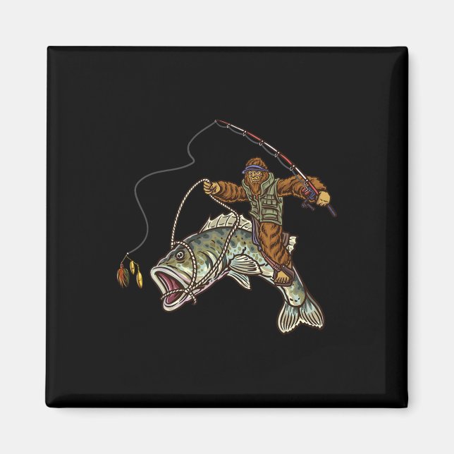 Storsvartsbassfiske Bigfoot Fiskare  Magnet (Framsidan)