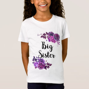 Storsyster. Lila blommor. Violet blommigt Girl T Shirt