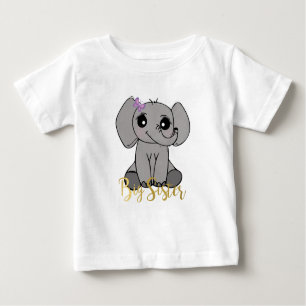 Storsyster, nyfödd bebis elephant faux guld-letter tee