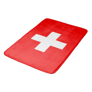 Stort badmatt med Schweiz flagga Badrumsmatta