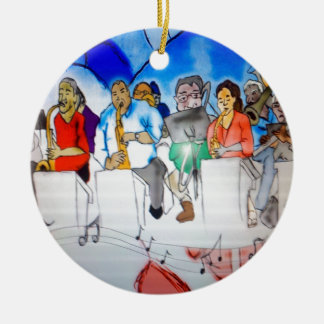 Stort bandmusik julgransprydnad keramik