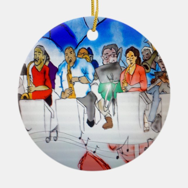 Stort bandmusik julgransprydnad keramik (Framsidan)