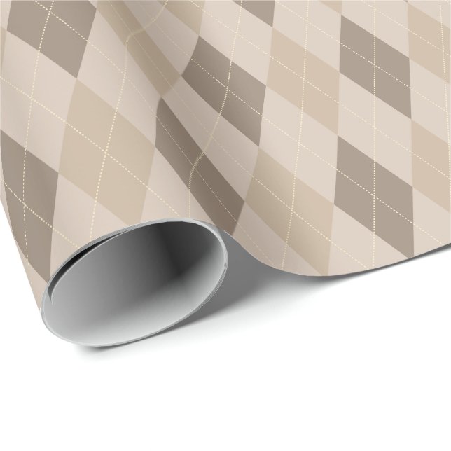 Stort Beige Tones Argyle Presentpapper (Rullad Hörn)