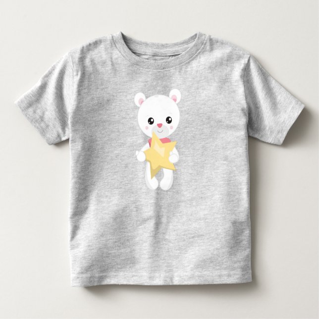 Stort björn, vitt björn, Nalle, Baby-björn, stjärn T Shirt (Framsida)