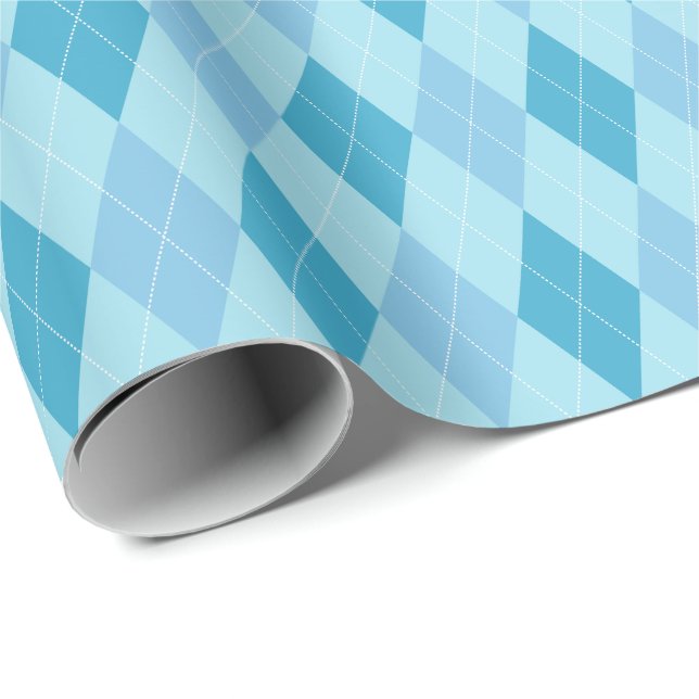 Stort Blått Argyle-inslagspapper Presentpapper (Rullad Hörn)