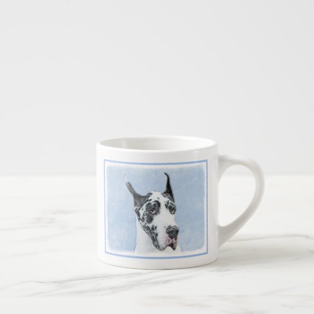Stort dansk (Harlequin) Målning - Original Hund Ko Espressomugg (Höger)
