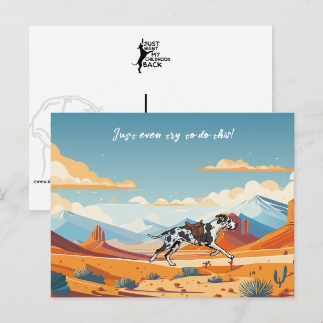 stort danskt eller häst  vykort (Fram/baksida)