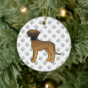 Stort danskt hundvalp tecknat hund julgransprydnad keramik