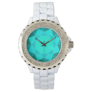 Stort fauxaquamarinegem armbandsur