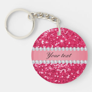 Stort Fauxglitter för shock rosa med diamanter