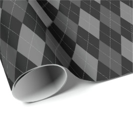 Stort grått och svart Argyle-inpackningspapper Presentpapper