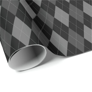 Stort grått och svart Argyle-inpackningspapper Presentpapper