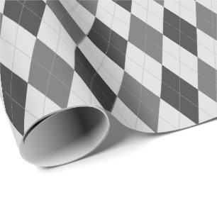 Stort grått rutigt presentpapper i argyle-mönster
