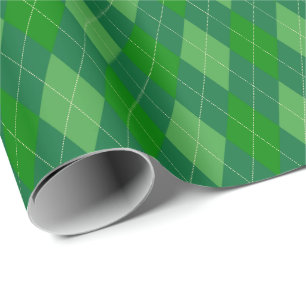 Stort grönt argyle-inpackningspapper i olika nyans presentpapper