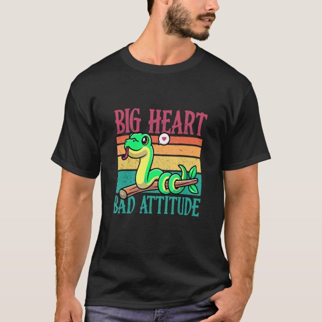 Stort Hjärta Men Dålig Attityd Giftigt Djur Orm T Shirt (Framsida)