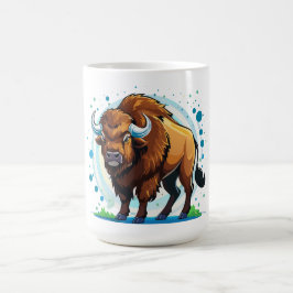 stort hornförsett bisonoxe kaffemugg