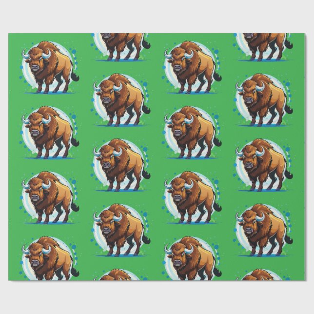 stort hornförsett bisonoxe presentpapper (Platt)