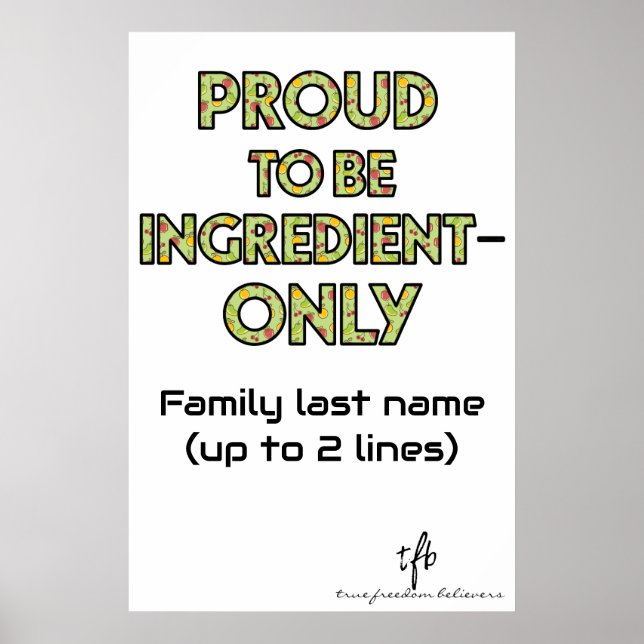 Stort hushåll med endast ingredienser poster (Framsidan)