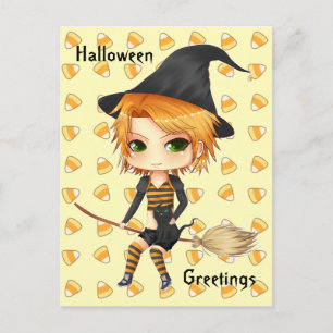 Stort kort för Cute Halloween-häxchibi