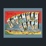 Stort kort för Savannah Beach Georgia 2 Hälsning<br><div class="desc">En roligt,  färglös retro,  vykort för vintage för Savannah Beach,  Georgien,  återkom till ett nytt vykort.</div>