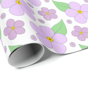 Stort lila blommamönster som slår in papper presentpapper