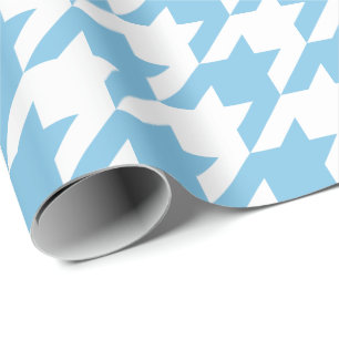 Stort ljust - blått och vit Houndstooth Presentpapper