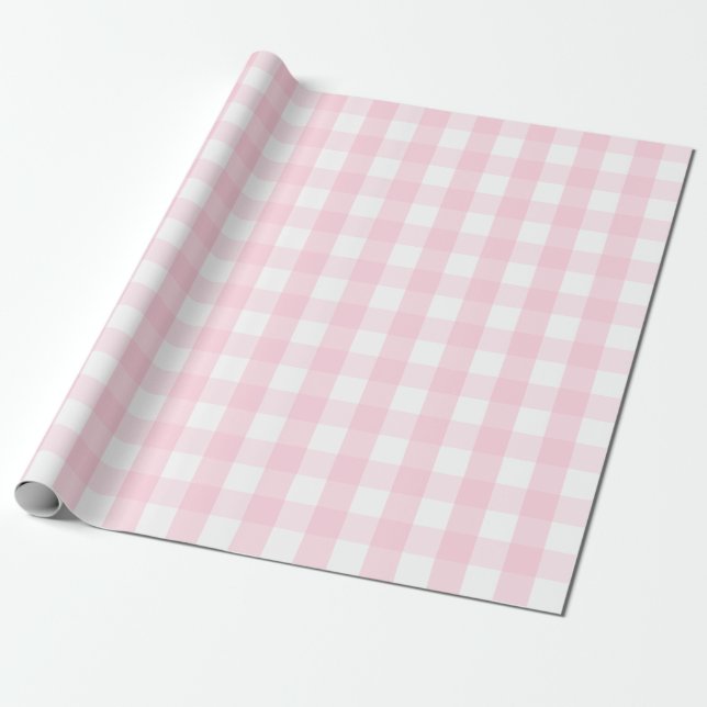 Stort ljust - rosa- och vitGingham som slår in Presentpapper (Utrullad)